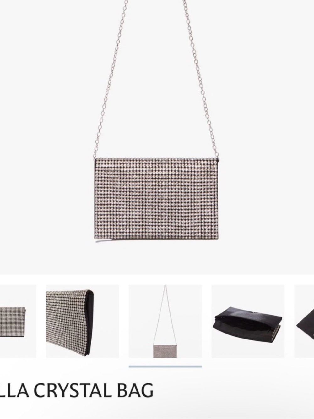 Crystal Chain Shoulder Clutch - Silver